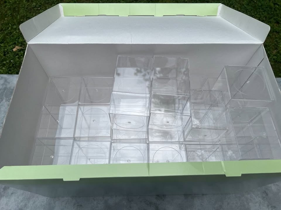 Lot of 5 - Clear Acrylic Plastic Display Boxes Containers Cases 4” x 4” x 7.25”