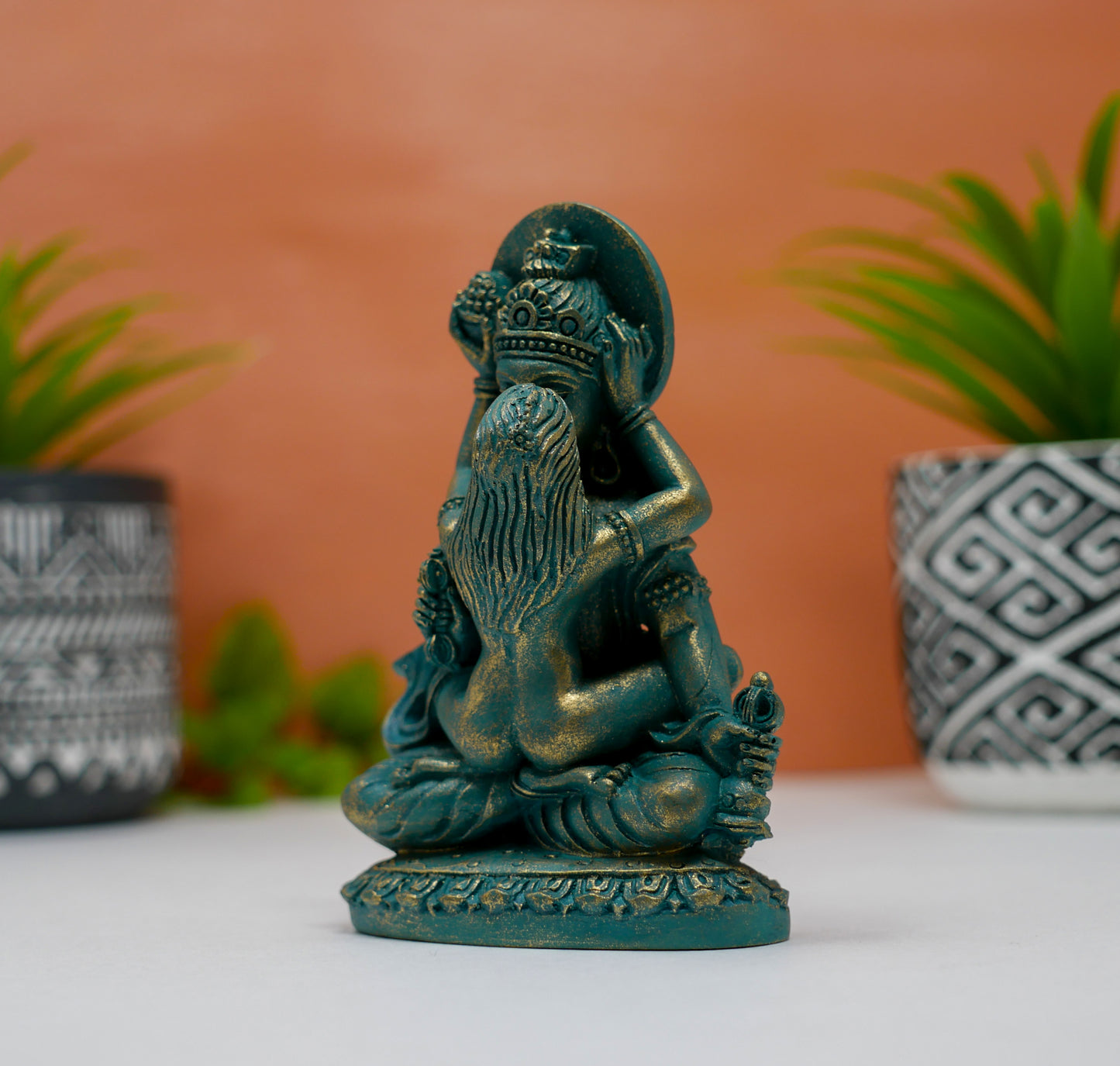 Tantric Buddha In Union Ganges Clay Handmade Lotus Yab Yum Statue 4"