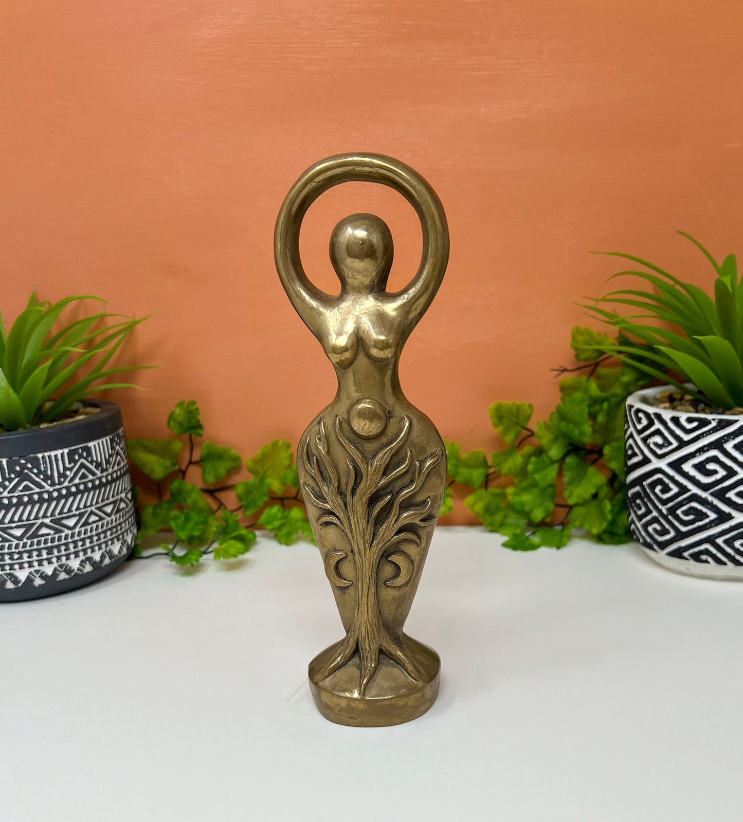 Spiral Goddess Cast Bronze Statue | Divine Feminine Wicca Spring Goddess 7.5"