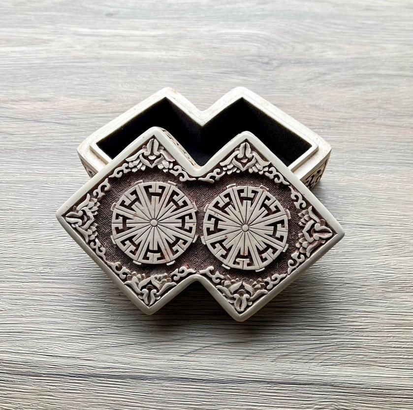 Vintage Arnart Imports 1986 Dynasty Orante Resin Decorative Jewelry Trinket Box