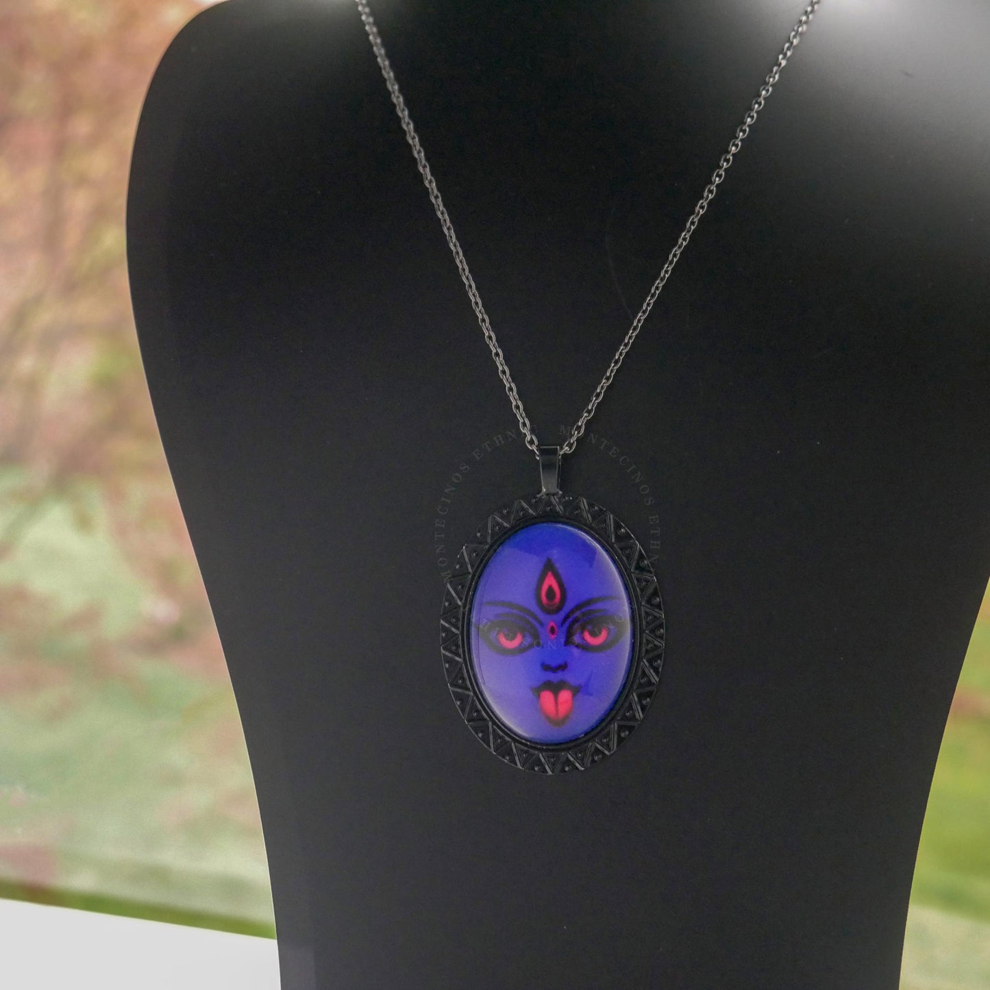 Handmade Kali Cabochon Necklace | Unique Hindu Goddess Talisman Jewelry Gift