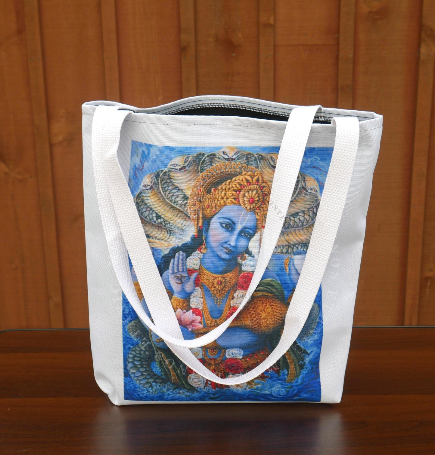 16" Lord Vishnu Custom Tote Bag | Original Hindu God Devotional Unisex Tote Gift