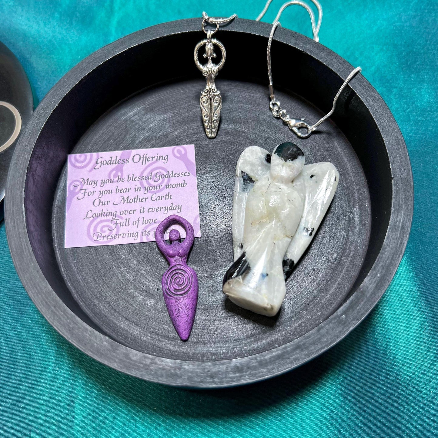 Spiral Goddess Gift Set | Jewelry Trinket Box | Quartz Angel | Goddess Necklace | Mini Deity