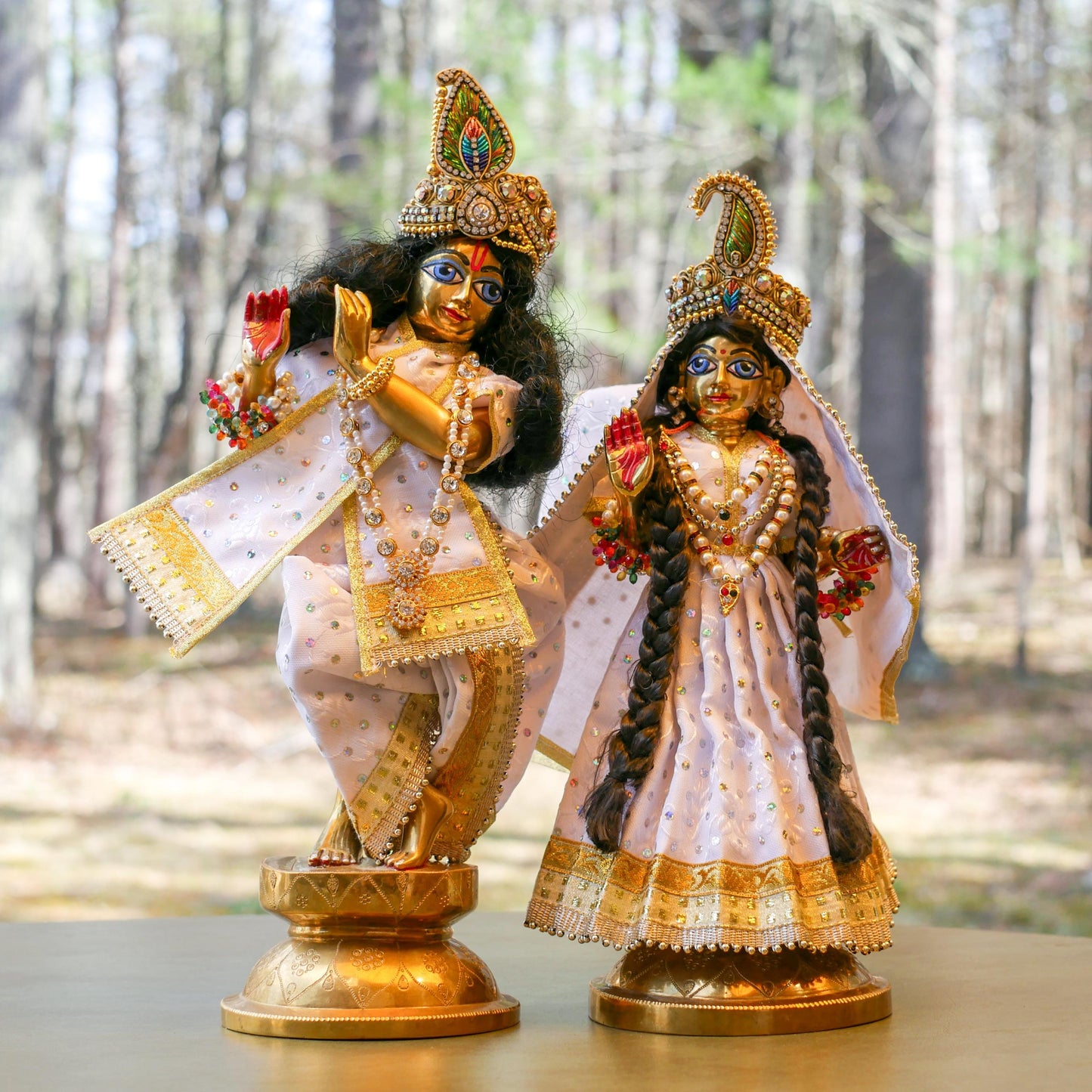 Vintage Brass Custom Made Rare Sri Sri Radha Krishna With Dresses and Jewelry