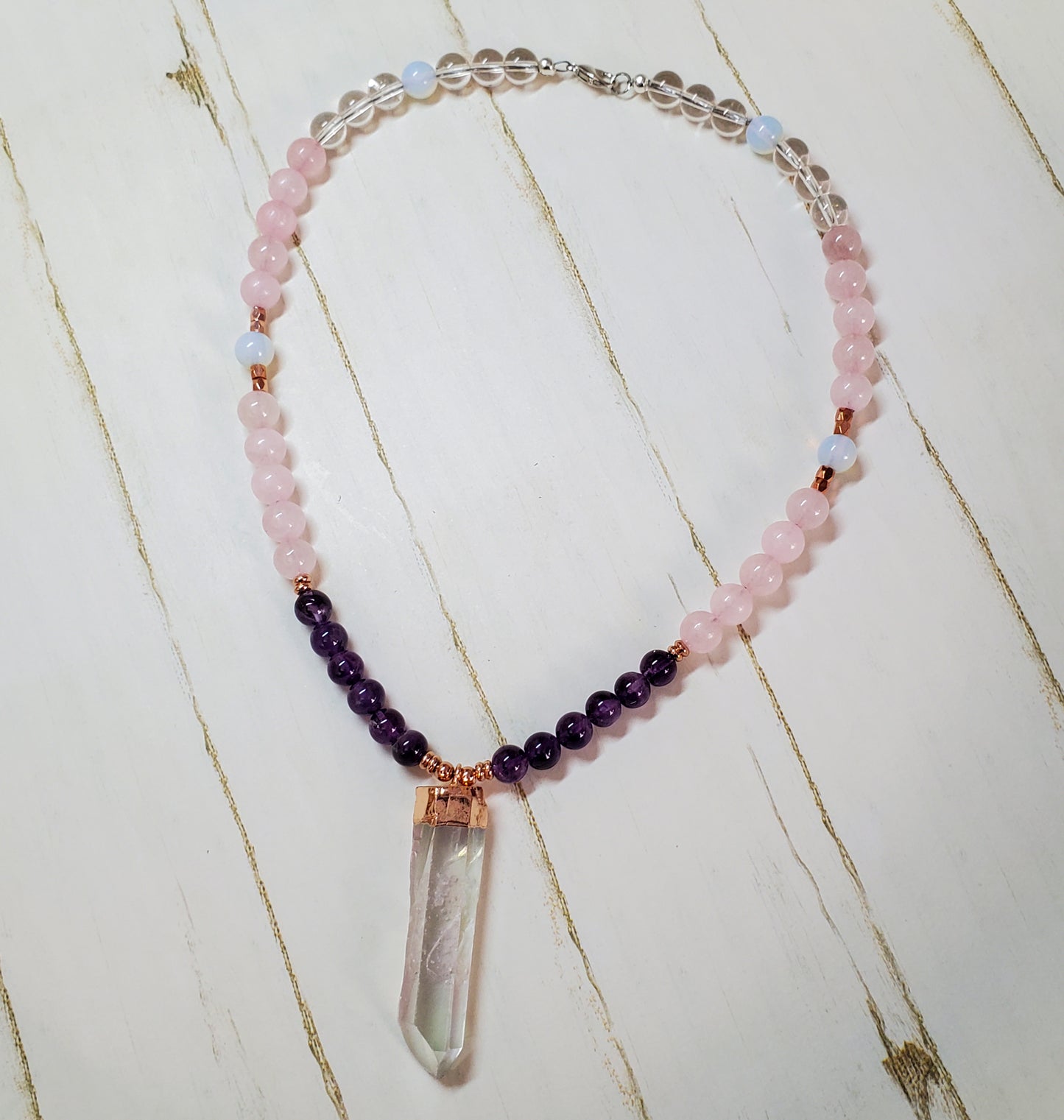 Crystal Gemstone Unique Pendant Necklace | Handmade Custom Jewelry 17.5"