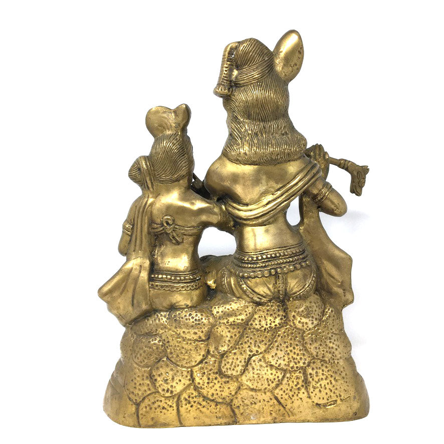 Handcrafted Brass India Divine Couple Sri Sri Radha-Krishna Statue - 14.5" Tall