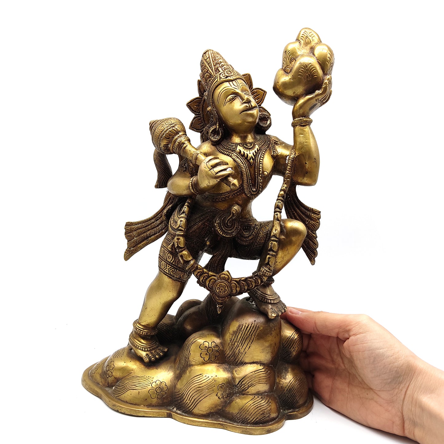 Brass India Lord Hanuman Hanumanji Monkey God Murthi Statue Handcrafted 12.5"