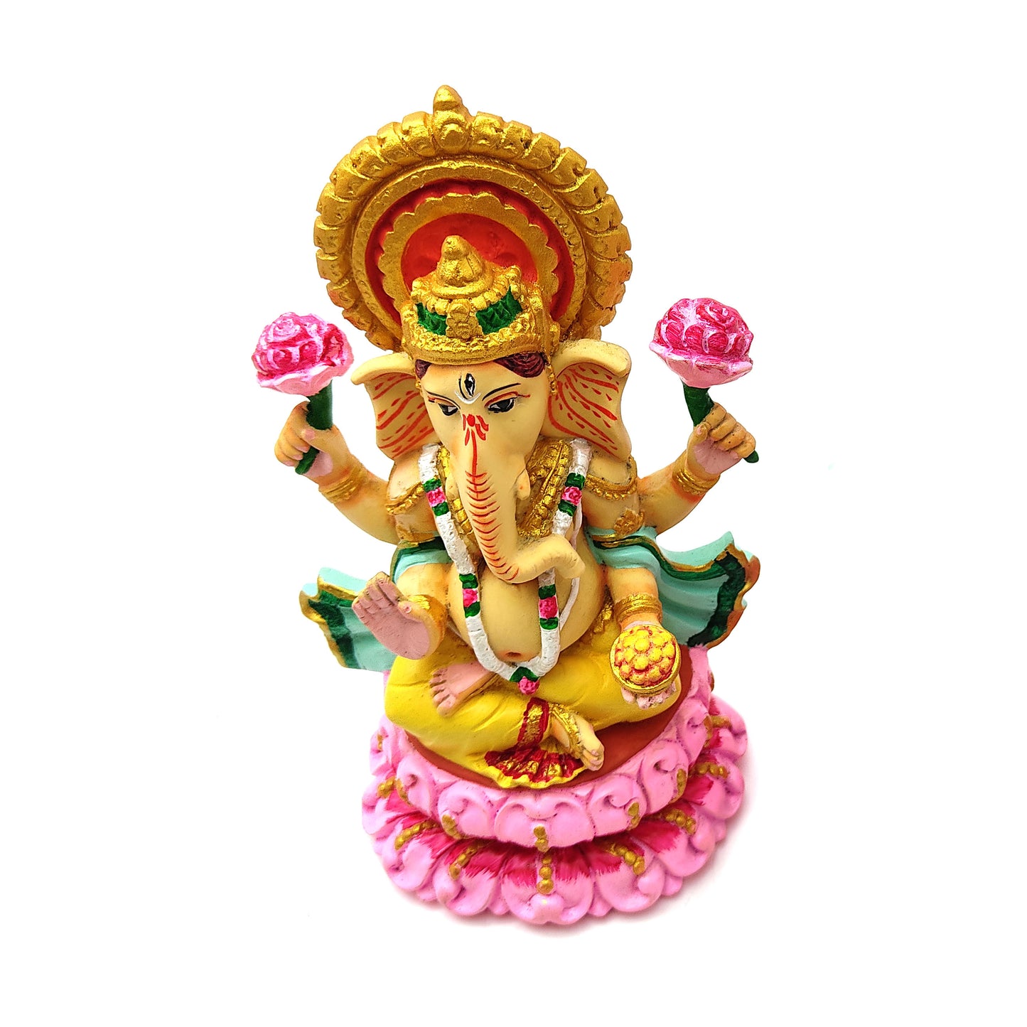 Ganesh Ganapati India Elephant God Remover of Obstacles Resin-Clay Statue 6.5"