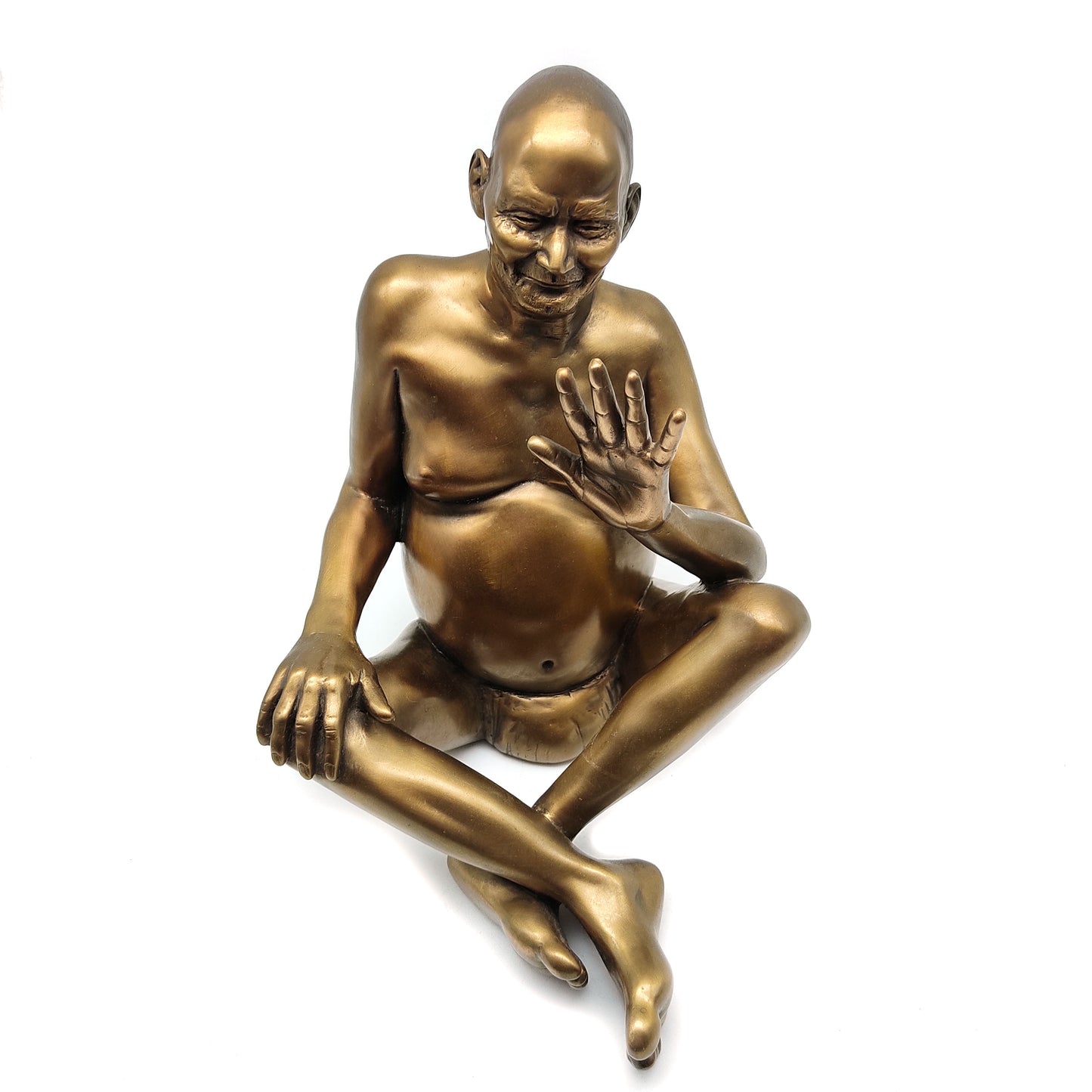 Vintage Nityananda Bronze Handmade Sculpture India Sage Guru Saint Statue 8.5"