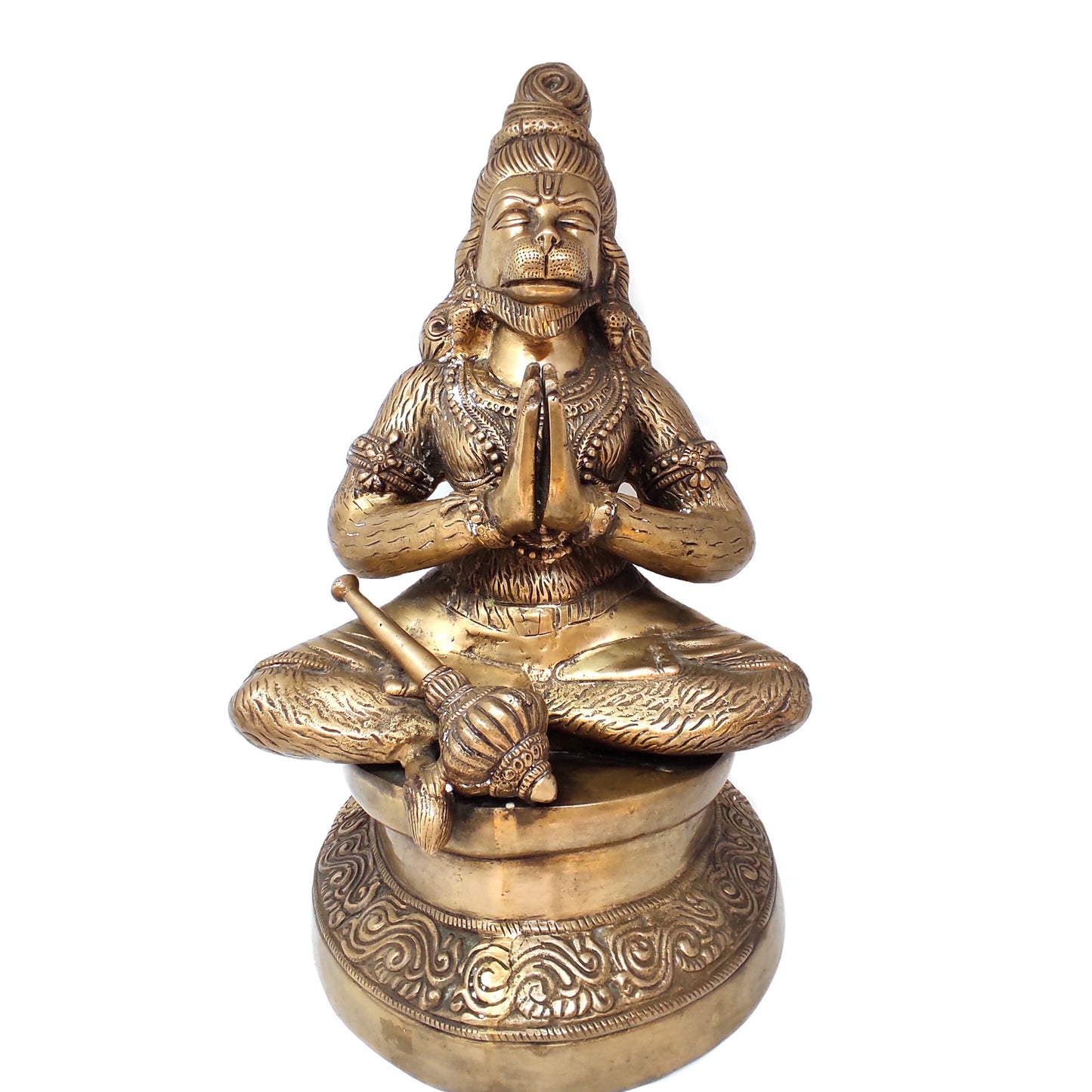 India Hanuman Monkey God Devotee Hanumanji in Meditation Statue Sculpture 17" Tall