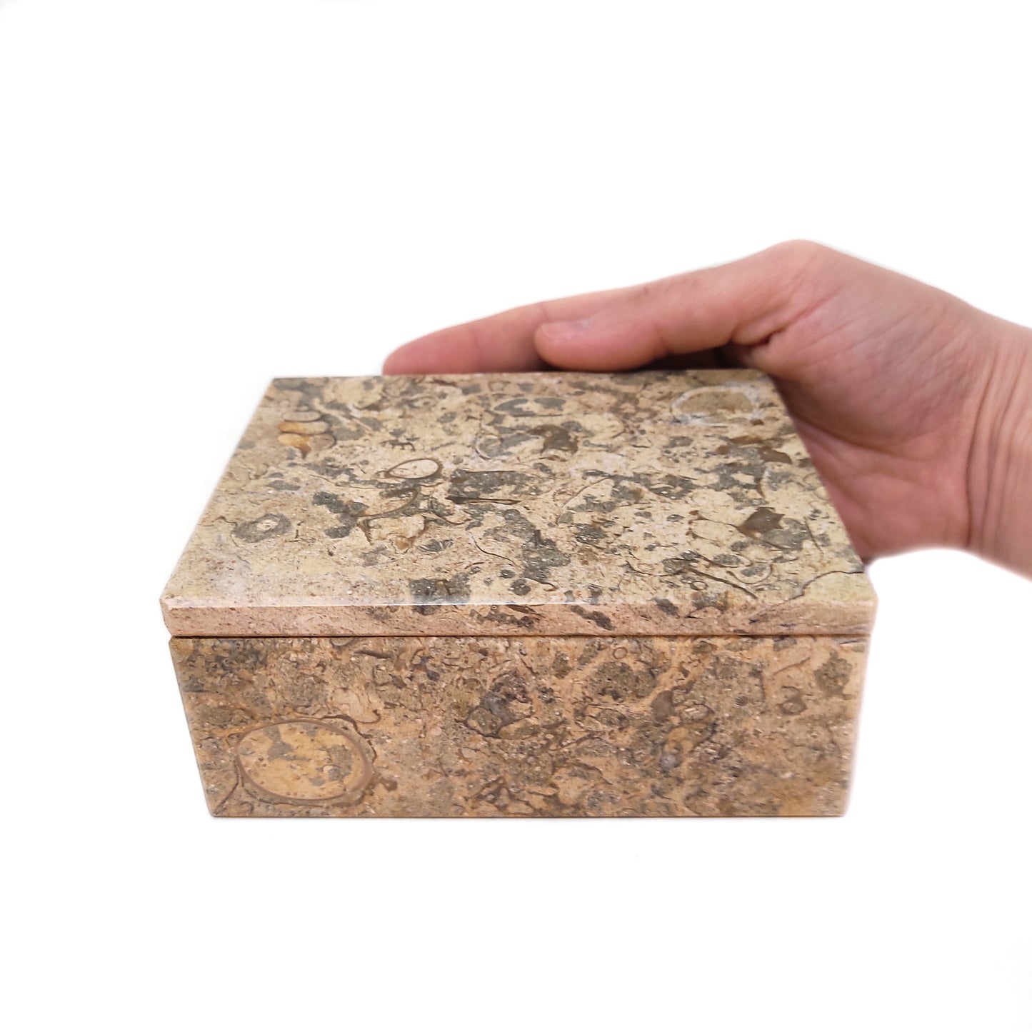 Coral Stone Trinket Keepsake Jewelry Box Handmade Decorative Box 5" x 4"