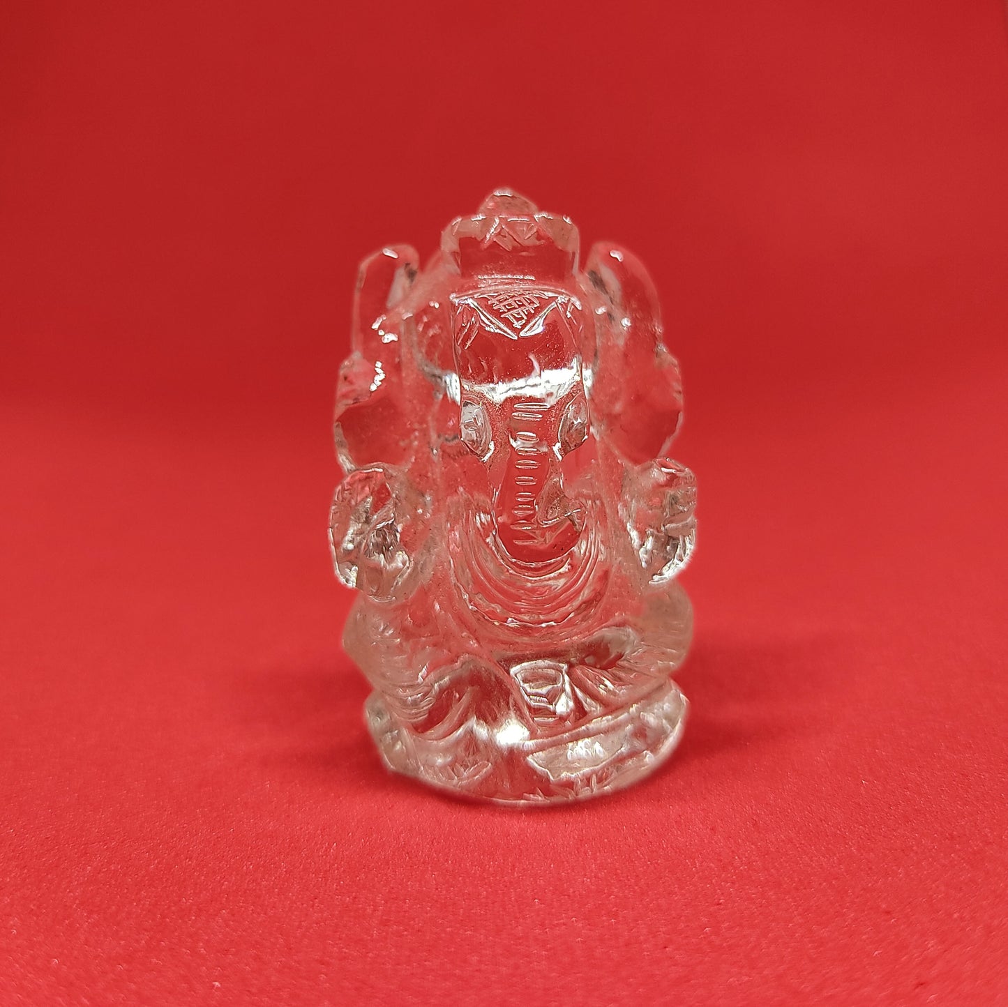 Crystal Quartz Ganesh Statue - Spiritual Blessing Healing Figurine - Size Variation