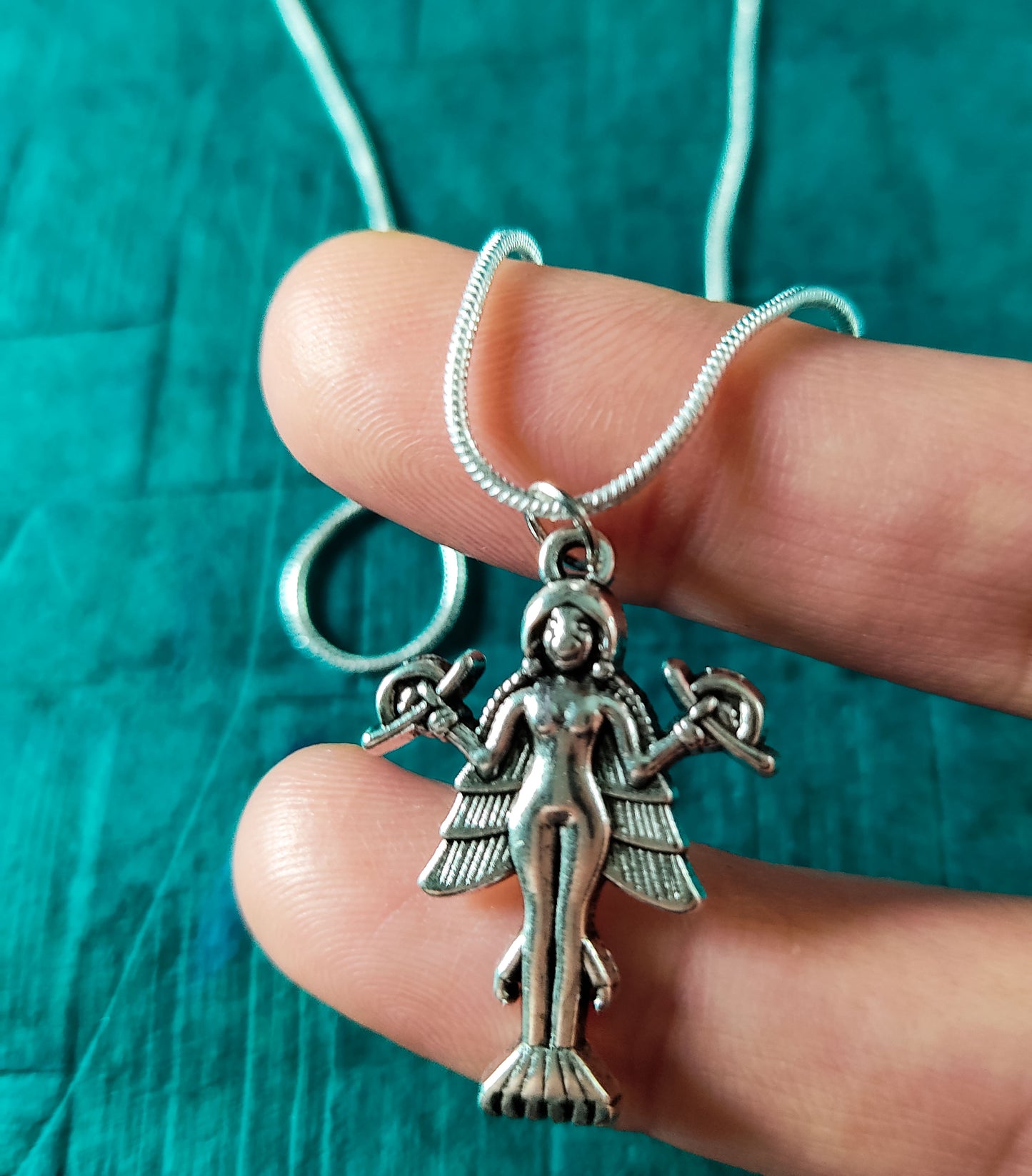 Sumerian Lilith Pendant Silver Plated Snake Necklace Queen Mother Jewelry