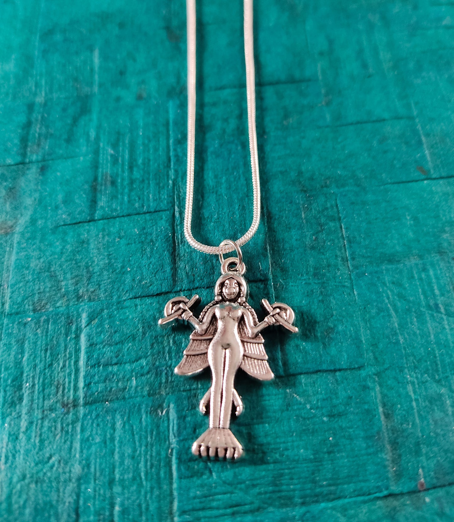 Sumerian Lilith Pendant Silver Plated Snake Necklace Queen Mother Jewelry