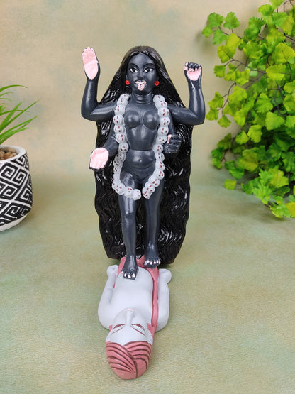 Stunning Ganges Clay Mata Kali Over Shiva India Goddess Statue Handcrafted 7.5"