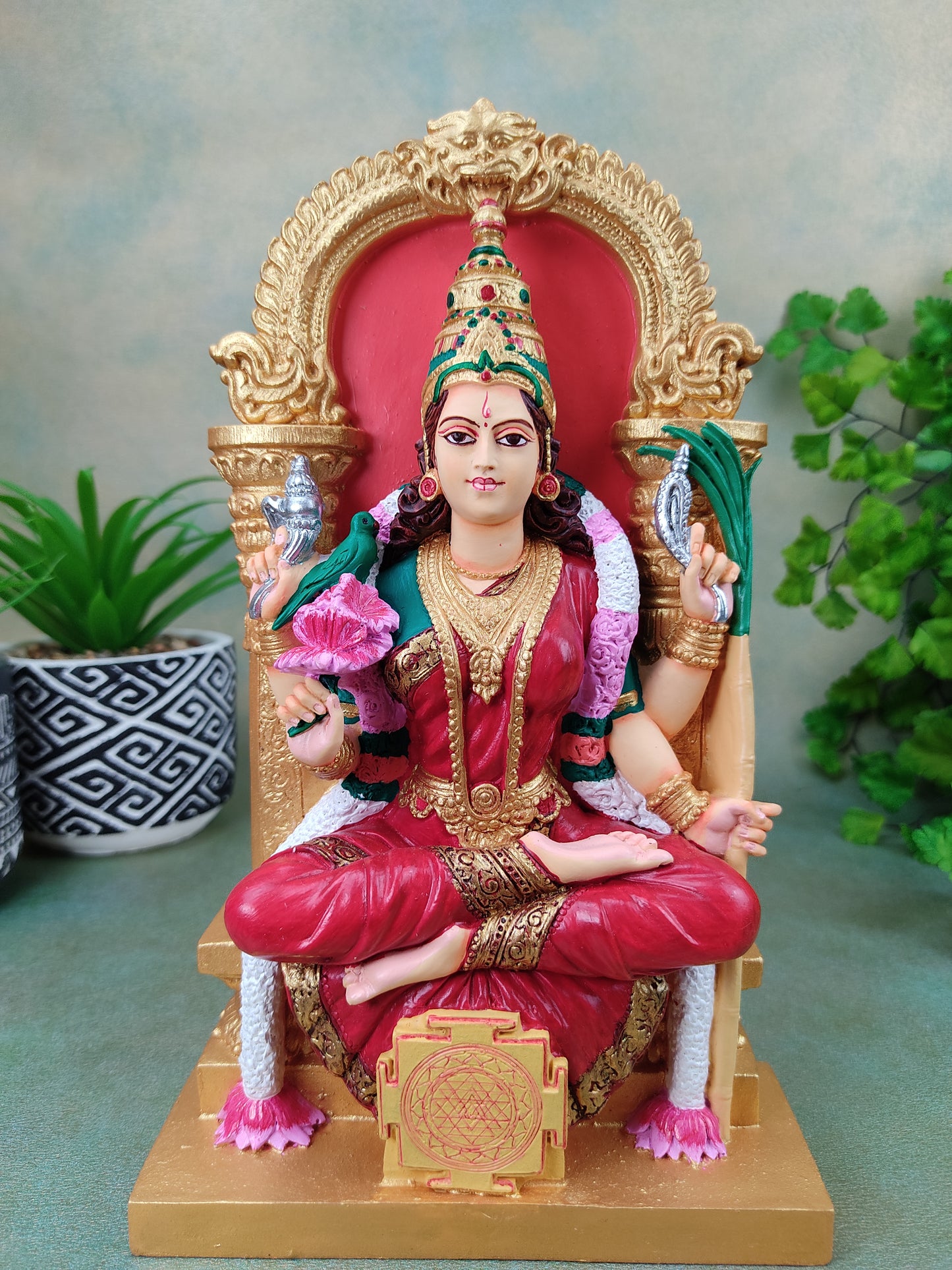 9.25" Goddess Lalitha Devi Statue Tripura Sundari Lalita India Mother Goddess