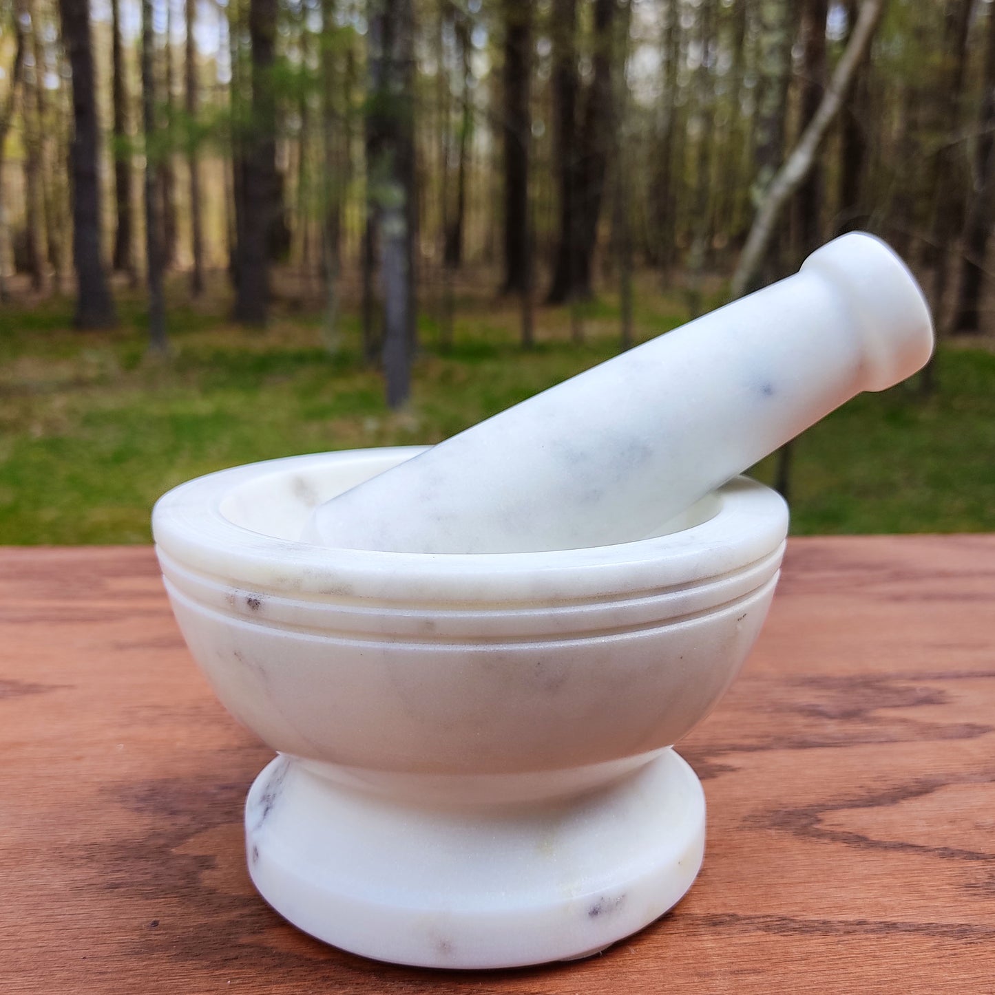 White Marble Mortar and Pestle Handmade and Beautiful - 5" Wide
