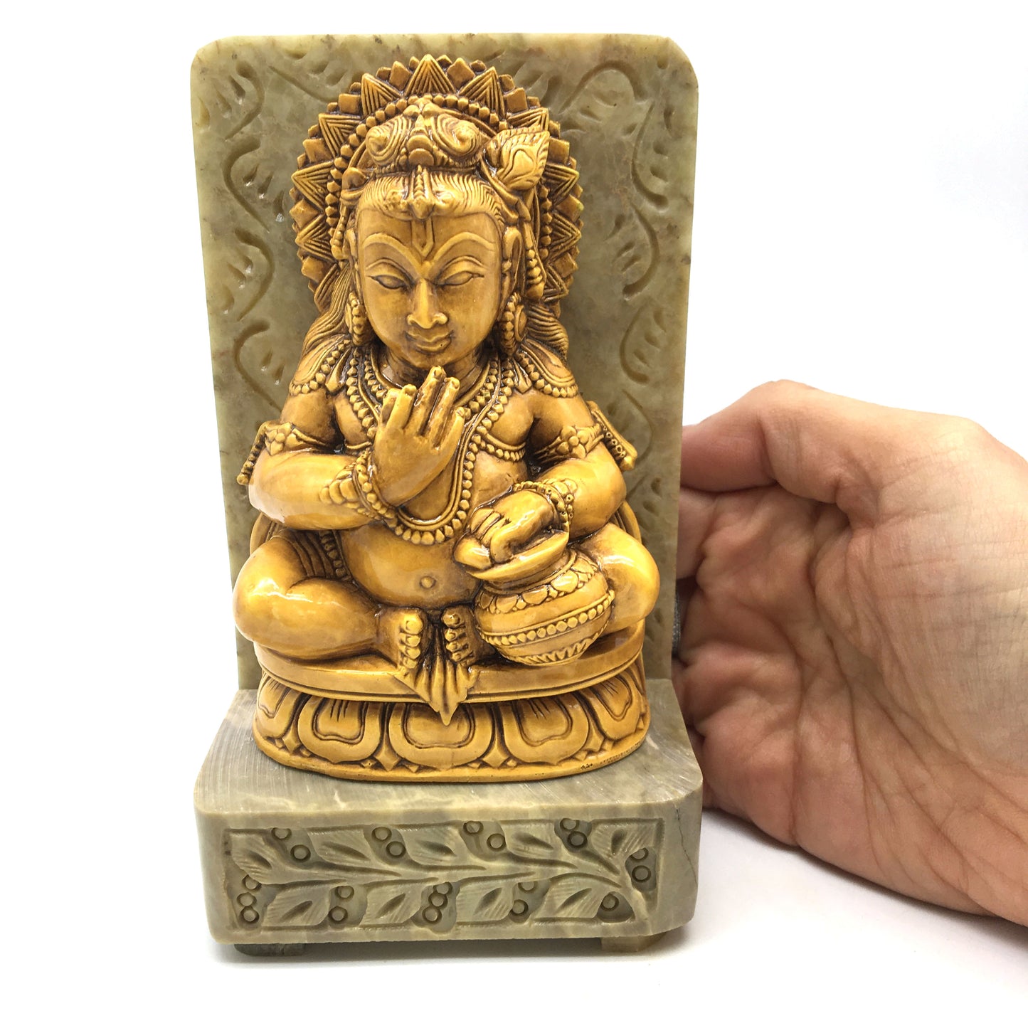 India God Krishna The Butter Thief on Resin and Soapstone Base Statue Handmade