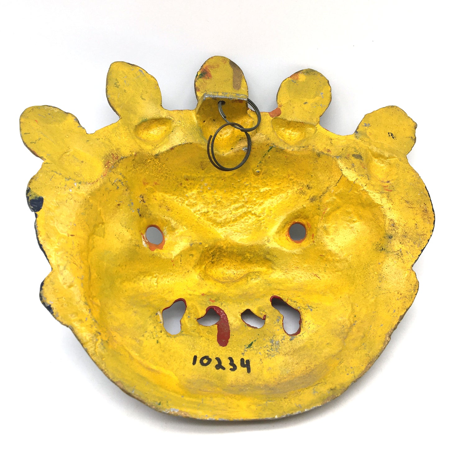 Tibetan Mahakala Wrathful Dharma Protector Handmade Metal Mask 6.5" Tall