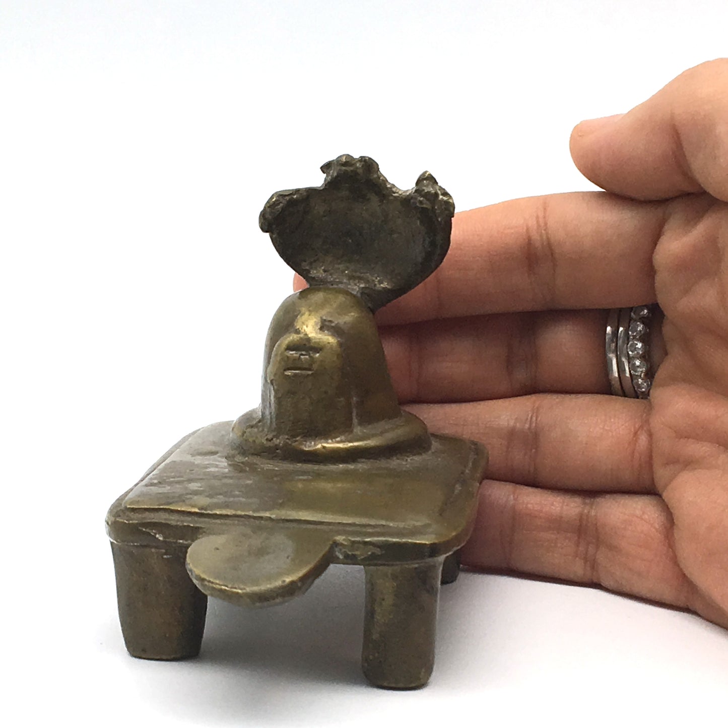 Handcrafted Vintage Brass Siva Shiva Lingam Statue Figure with Snake Crowning - Montecinos Ethnic