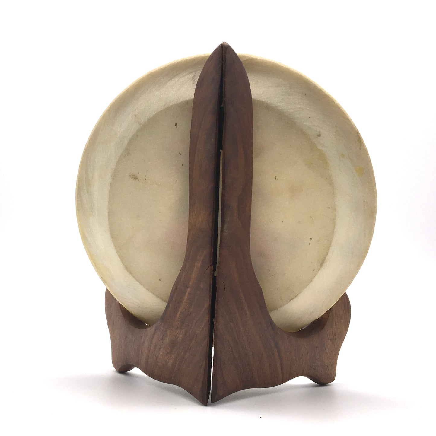 Hand-painted Collectible India Decorative Marble Plate with Wood Stand-Gold Trim - Montecinos Ethnic