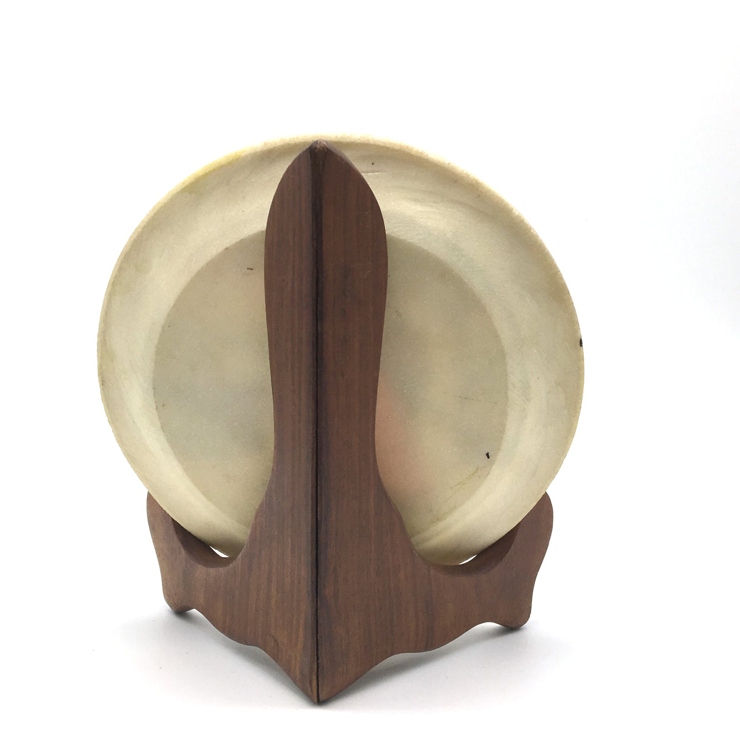 Handcrafted Collectible India Decorative Marble Plate with Wood Stand -Gold Trim - Montecinos Ethnic