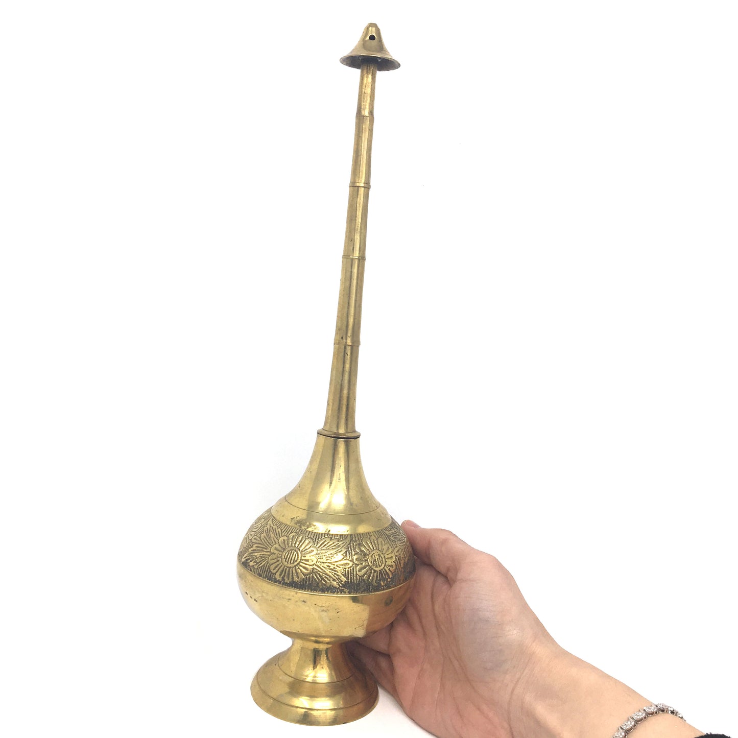 Handcrafted Decorative Brass India Gulabdani Perfume Rose Water Sprinkler 13.5"