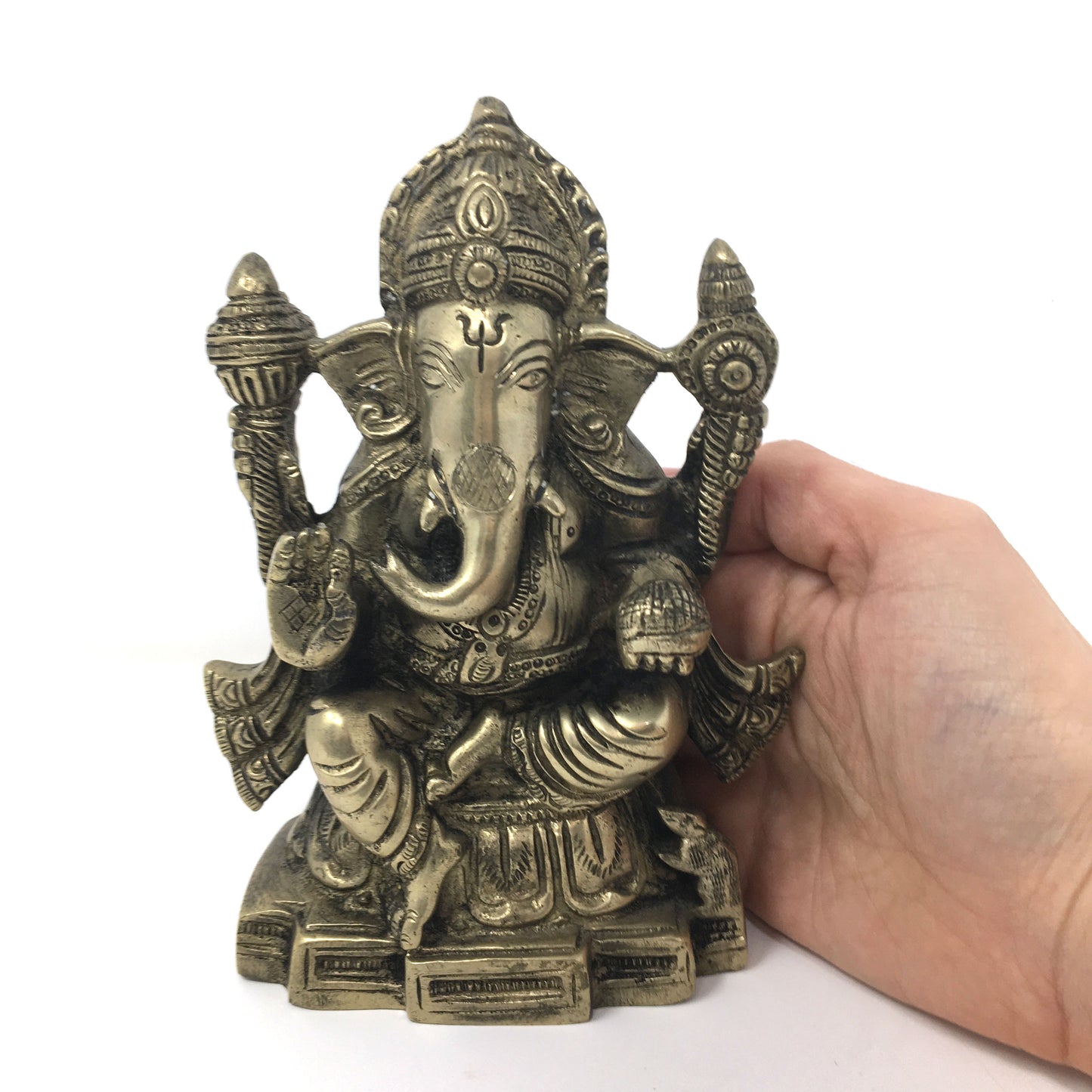 Silver-Color Ganesh Ganapati Elephant India Obstacle Remover God Statue 6.25"