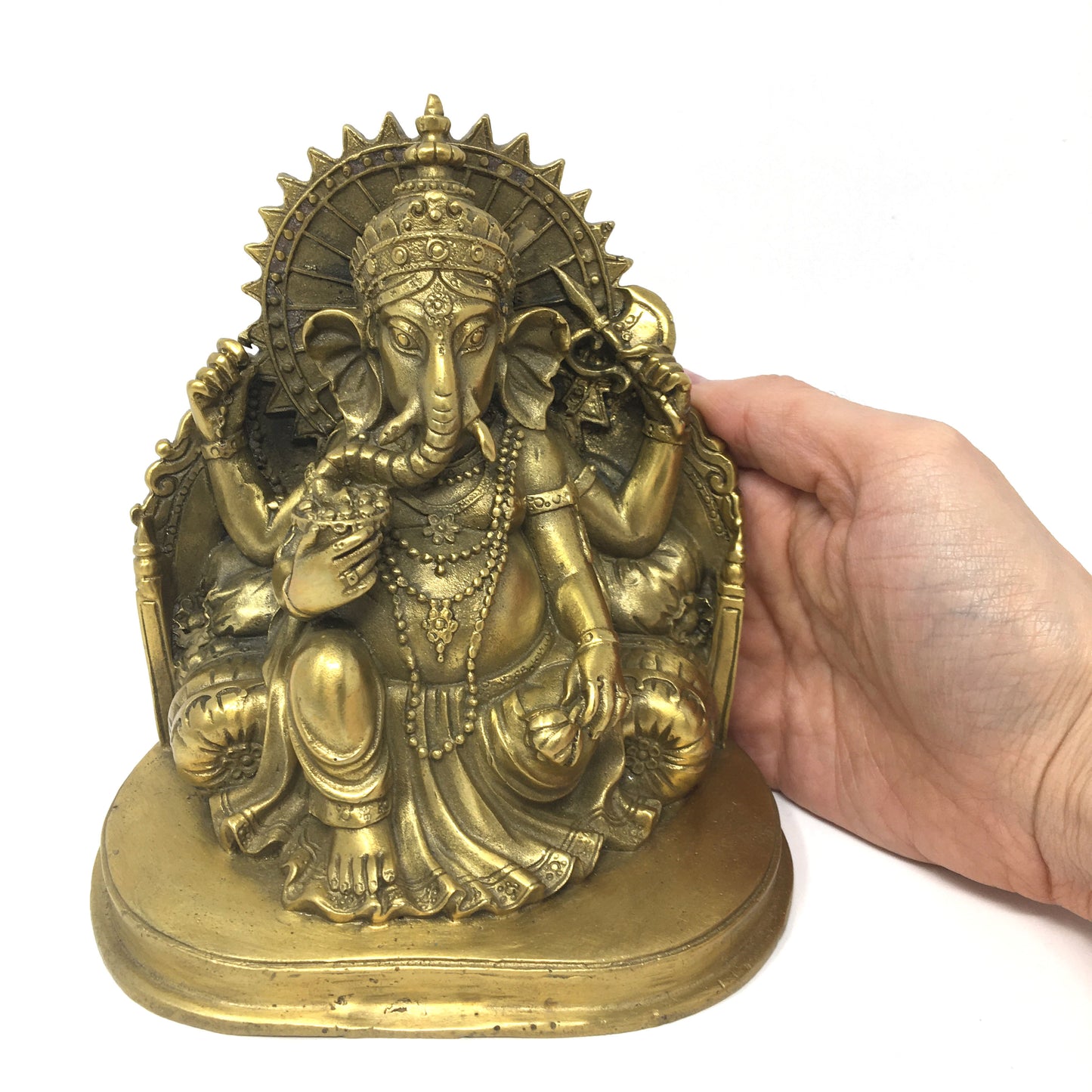 Lovely Detailed Brass Ganesh India Elephant God Statue –Obstacle Remover 5.75"