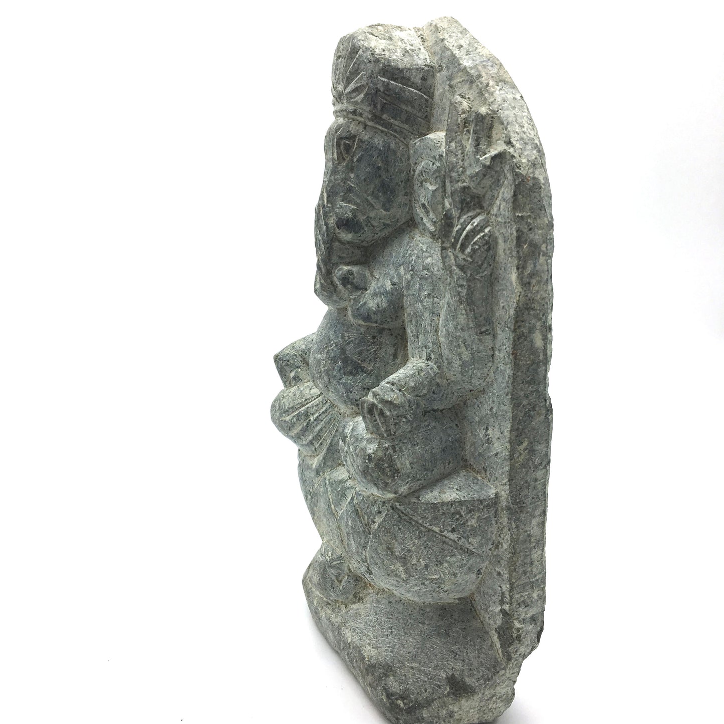 Solid Stone Hand-carved Ganesh Ganapati India Elephant God Sculpture Figure 7.5" - Montecinos Ethnic