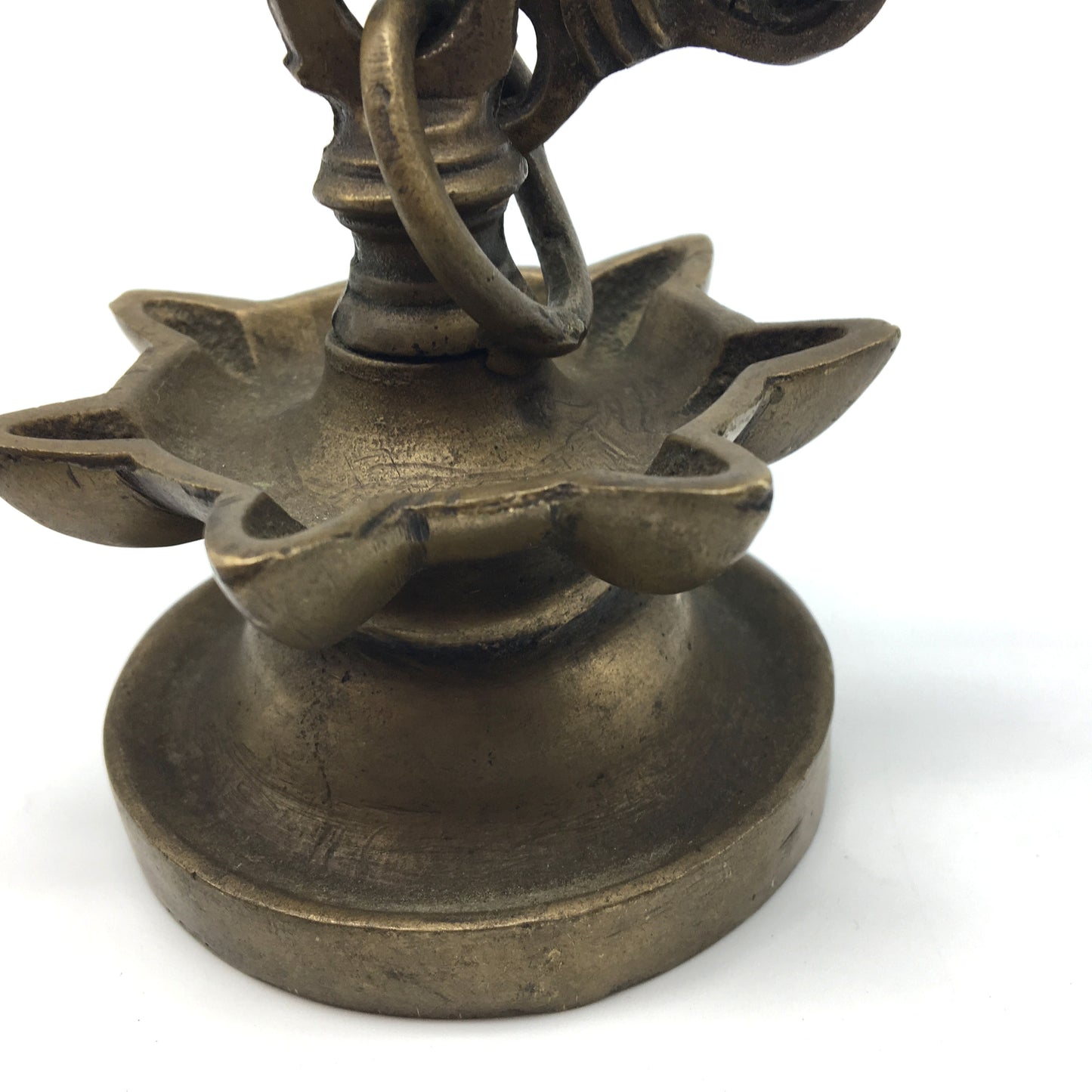 Decorative Brass Diya Aarti Deepak Lamp Puja Offering Handcrafted -Chain 32" Lo