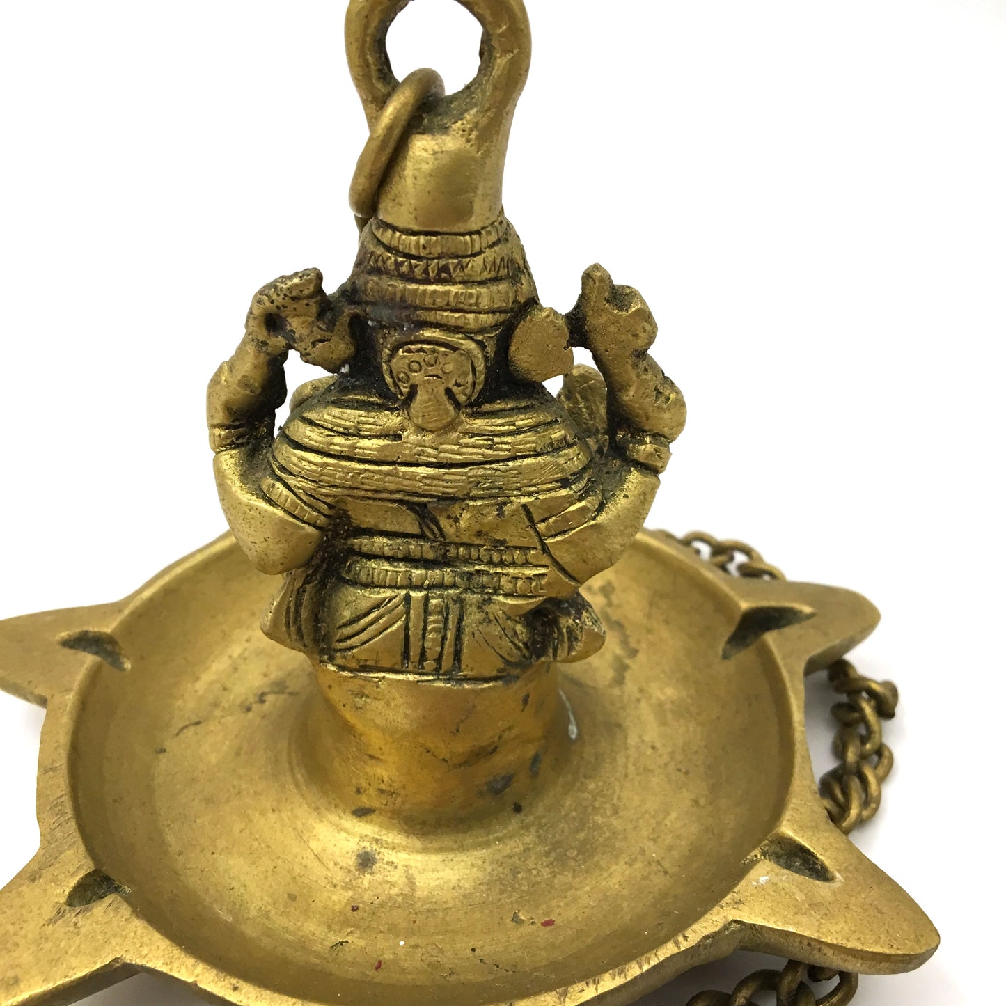 Hanging Brass Diya Aarti Deepak Handmade Lamp Puja Offering -India God Ganesh