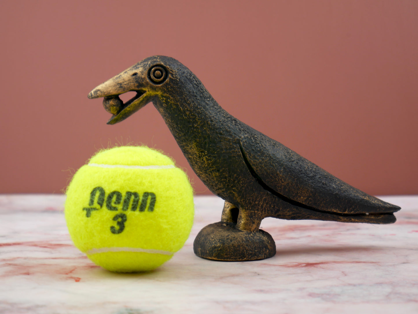 Raven Statue - Handmade Hand-painted Gypsum Stone Sculpture 8" Long