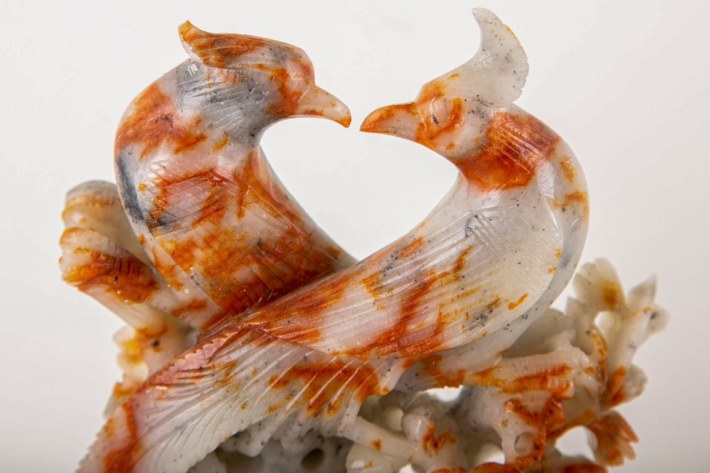 Chinese Natural Shoushan Stone Lovebirds Rooster Statue Sculpture Decor Set