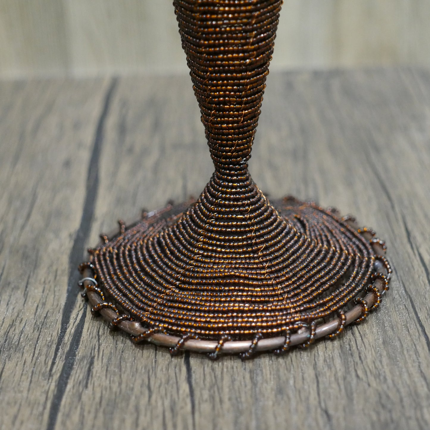 Beaded Tea light Candle Holder Lamp and Shade - Amber Beads Lamp 13.5" Tall