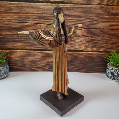 Egyptian Goddess Statue | Vintage Art Deco Isis Queen Cleopatra Winged Statue 15"