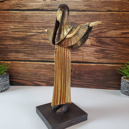 Egyptian Goddess Statue | Vintage Art Deco Isis Queen Cleopatra Winged Statue 15"