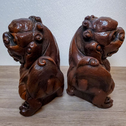 Vintage Chinese Foo Fu Dogs | Fengshui Protection Guardian Lions Statue - Pair