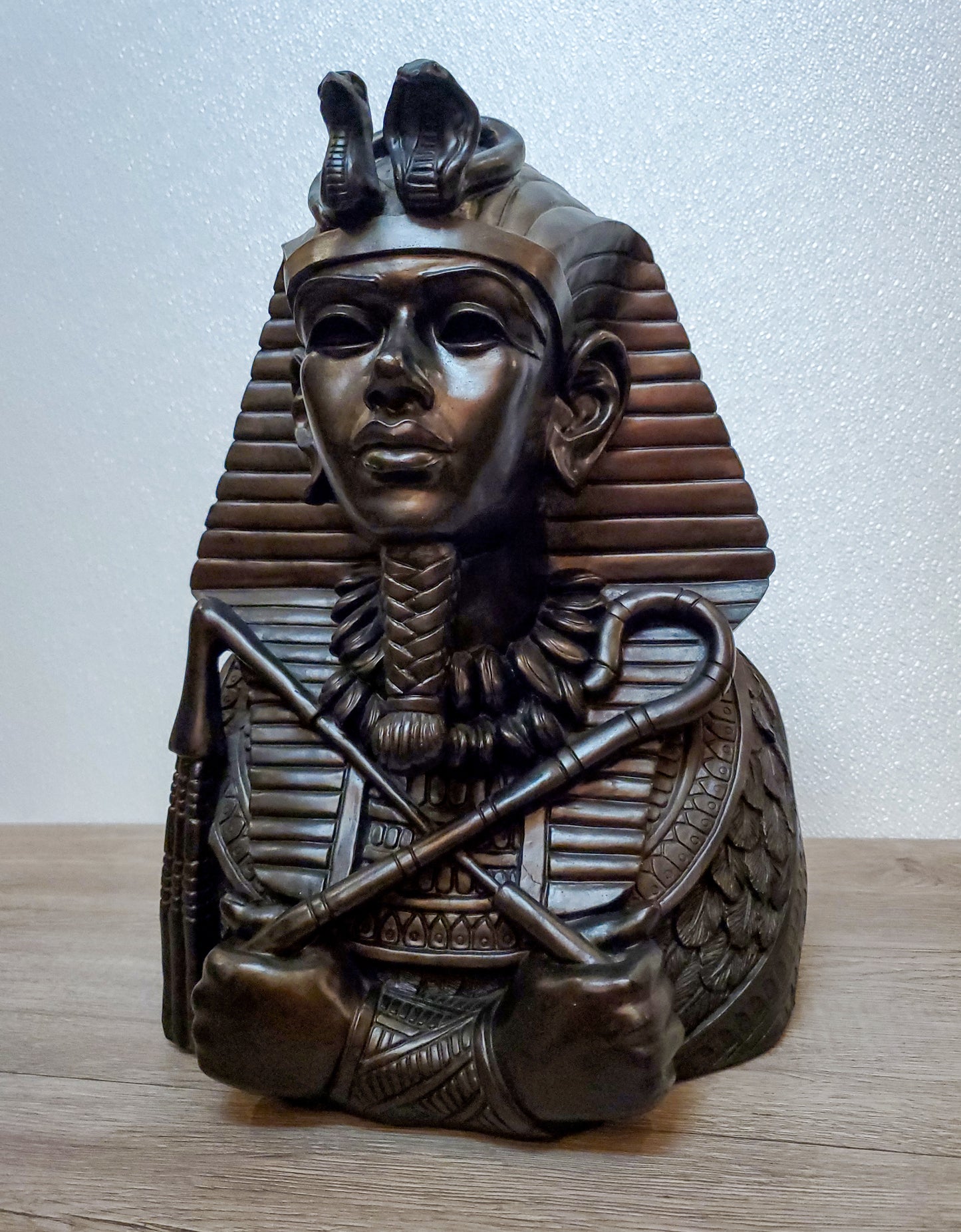 Vintage Large King Tut Bust Sculpture Black Bronze | Egyptian Home Decoration Gift 14.5"