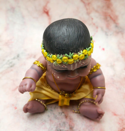 Adorable Hand-crafted Soft Vinyl Chubby Nandalal Gopala  Baby Krishna Doll 7"