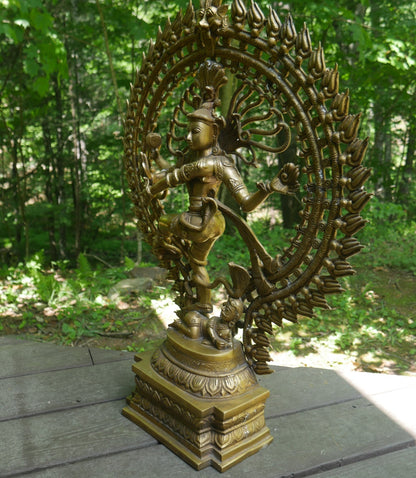 Large Temple Quality Solid Brass Hindu Dancing God Shiva Nataraja Statue 27.5"