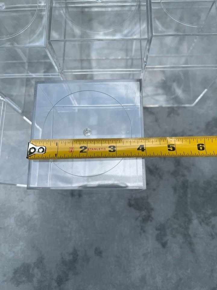 Lot of 5 - Clear Acrylic Plastic Display Boxes Containers Cases 4” x 4” x 7.25”