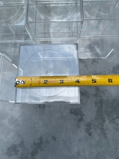 Lot of 5 - Clear Acrylic Plastic Display Boxes Containers Cases 4” x 4” x 7.25”