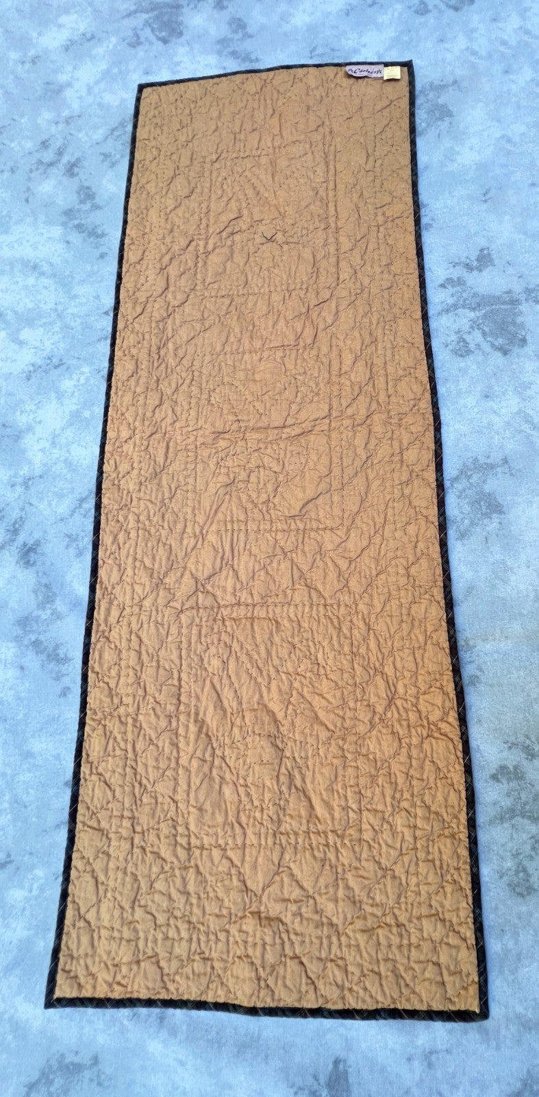 50"x17" Gingerbread Plaid Table Runner Quilt  100% Cotton Handmade Hand Quilted