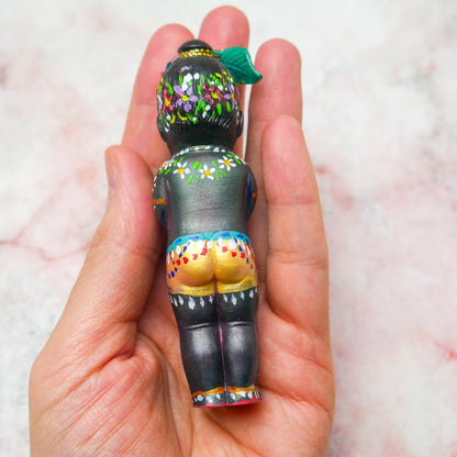 Adorable Handmade Hand-painted Resin Miniature Sri Krishna Mohan Doll 4"