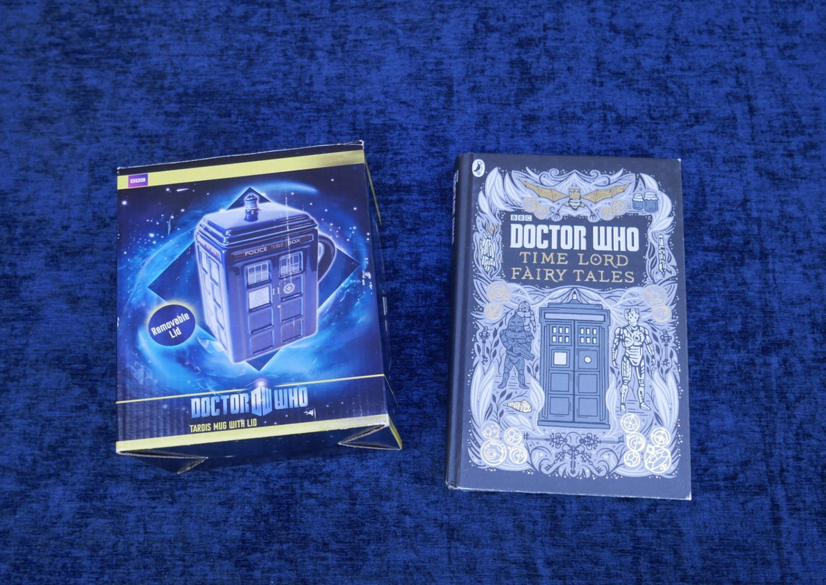 Doctor Who TARDIS Ceramic Mug With Lid NIB & Time Lord Fairy Tales Hardcover
