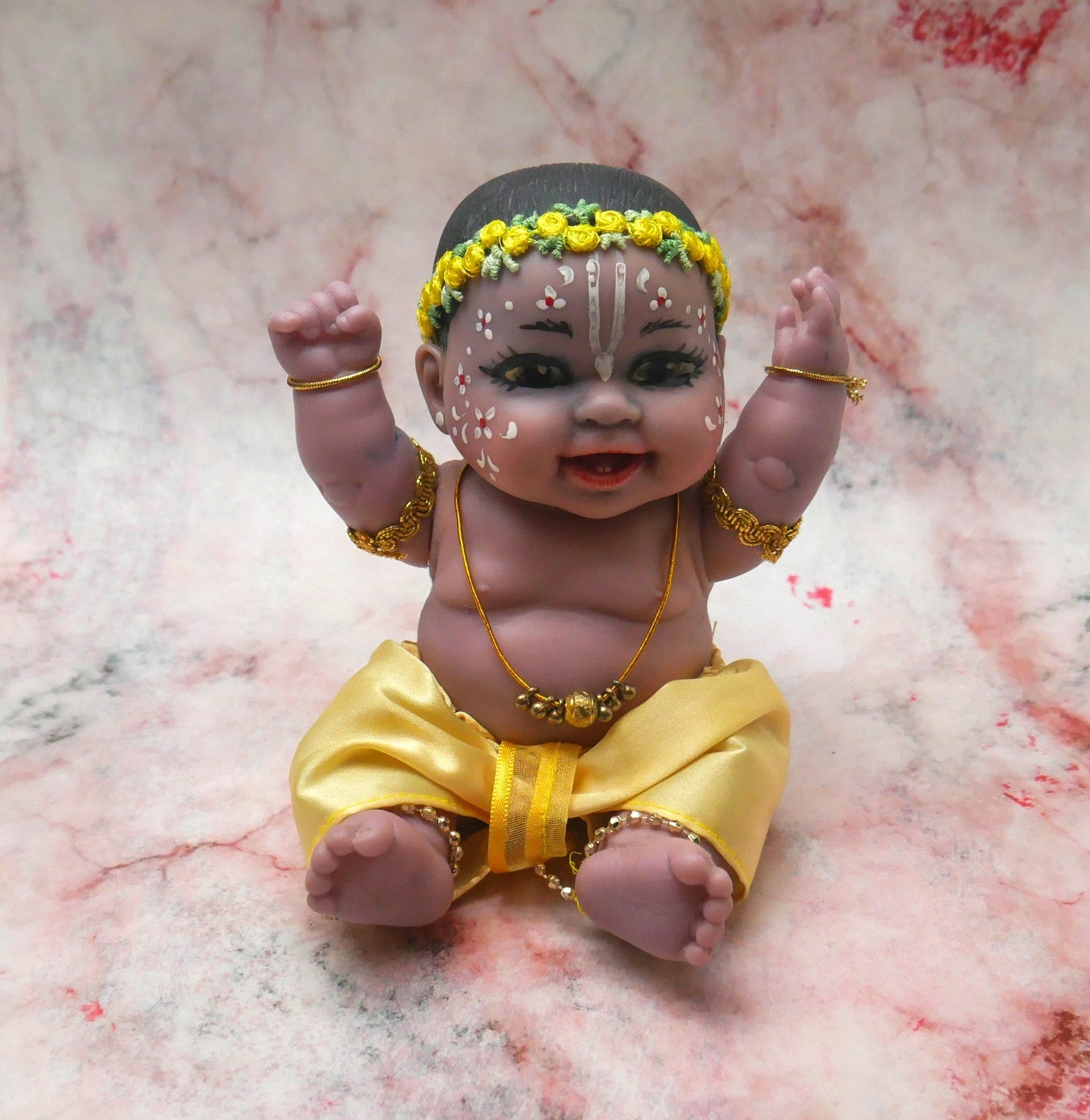 Adorable Hand-crafted Soft Vinyl Chubby Nandalal Gopala  Baby Krishna Doll 7"