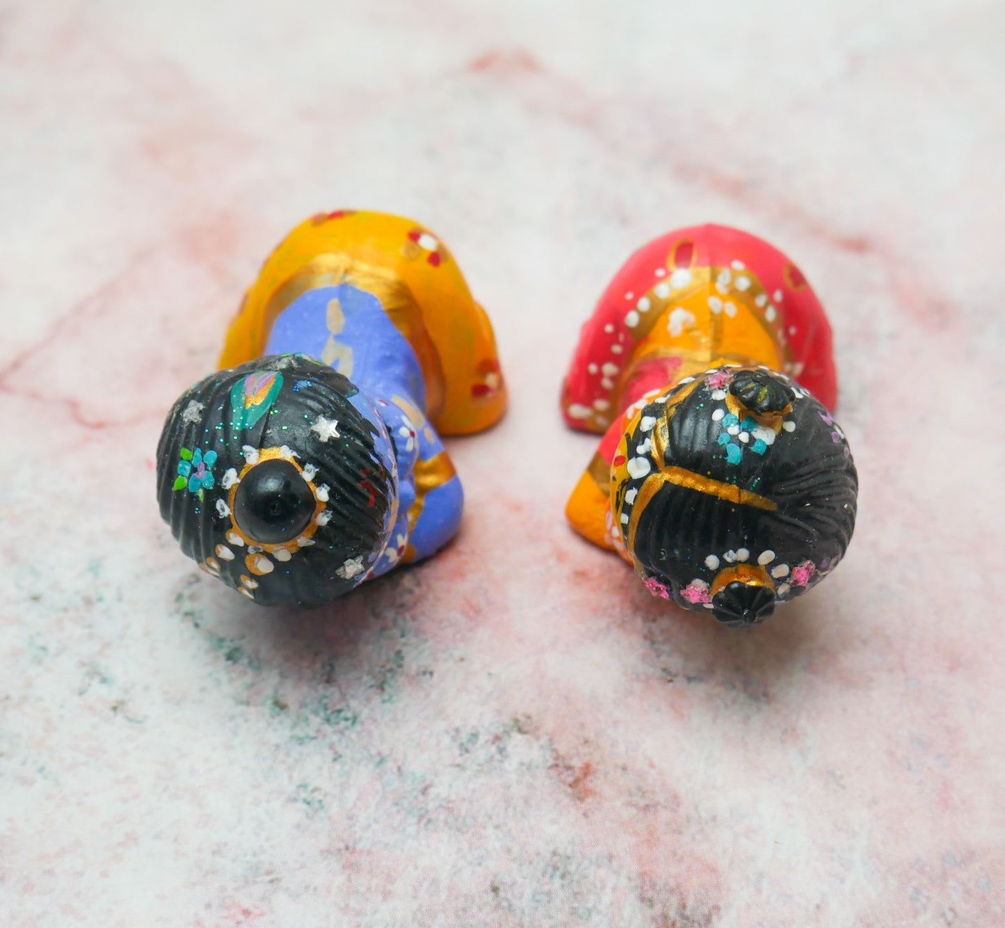 Adorable Handmade Hand-painted Mini Snuggling Sri Radha Krishna Baby Dolls 2.5"