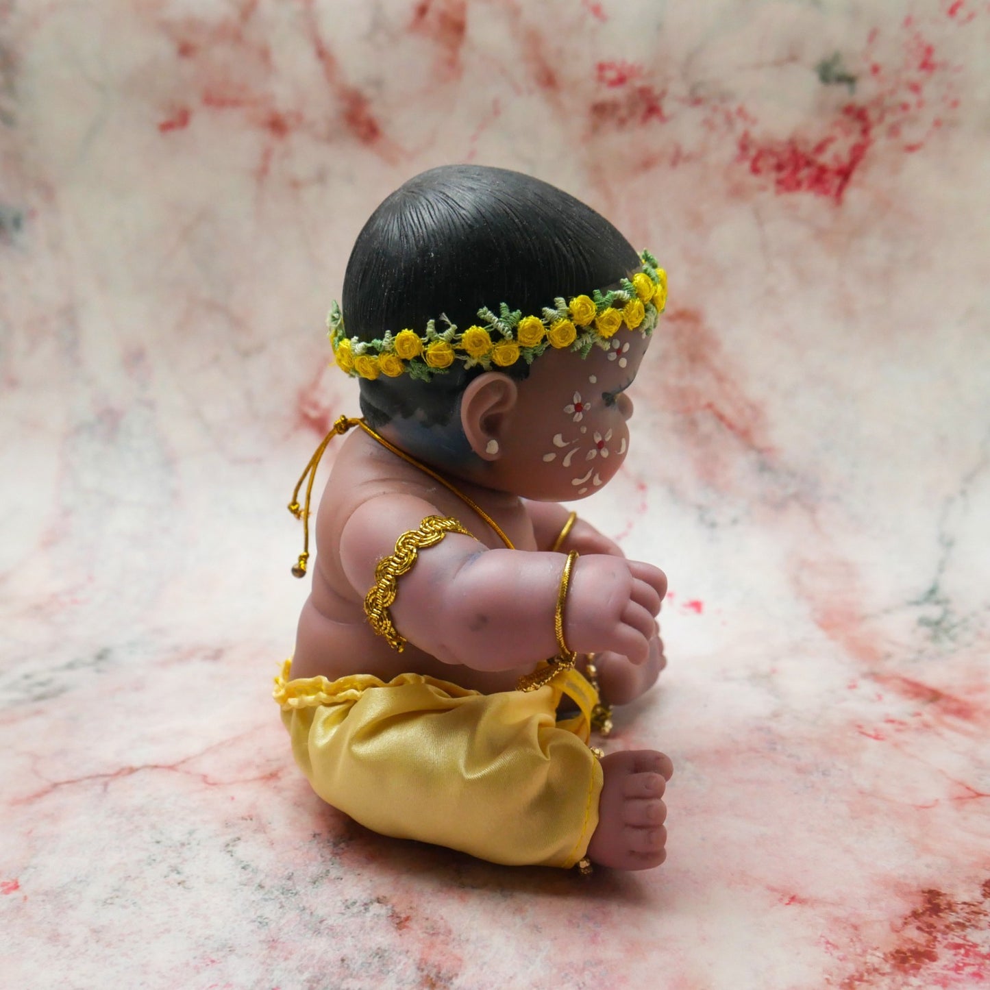 Adorable Hand-crafted Soft Vinyl Chubby Nandalal Gopala  Baby Krishna Doll 7"