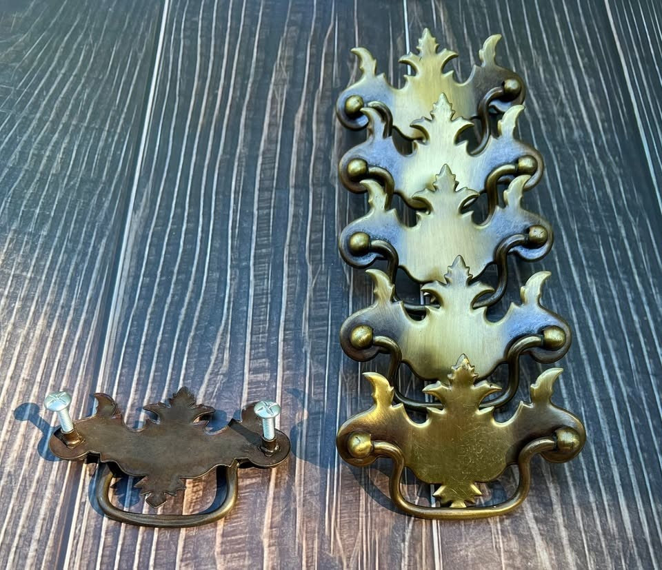 Ornate Vintage Brass Handles & Crystal Drawer Cabinet Knobs – Hardware Lot